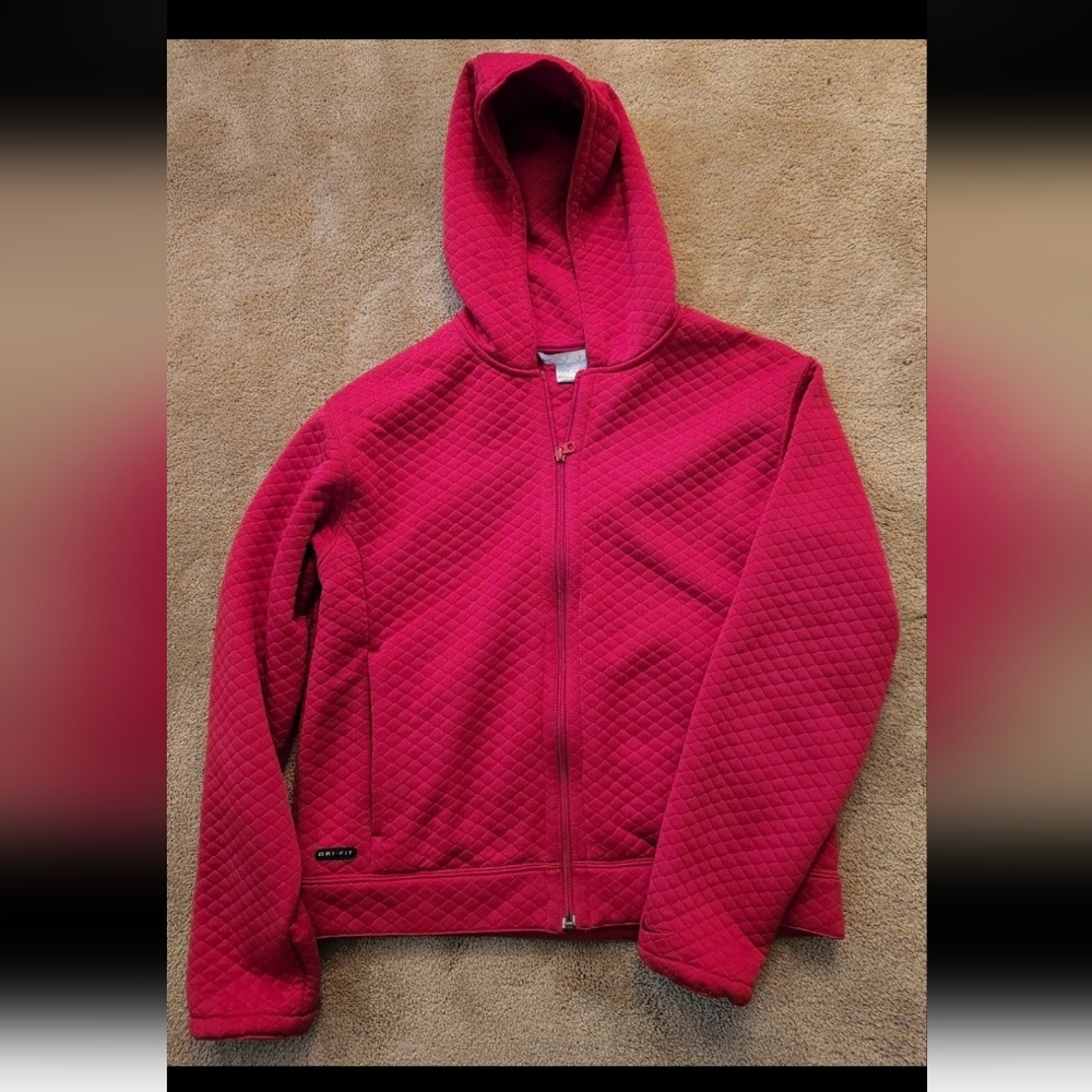 Red Nike Dri-FIT hooded jacket